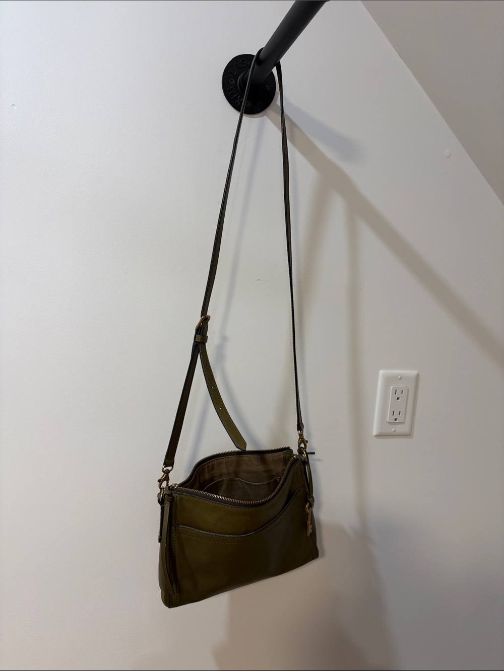Fossil Olive Green Leather Crossbody Bag